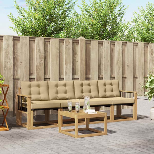 Utomhussoffset med kudde 5 pcs Vit och Beige