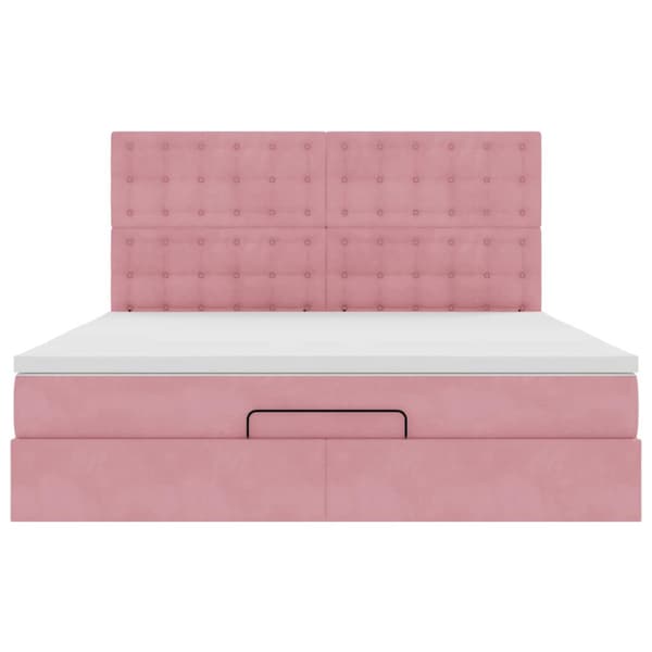 Ottoman sängram med madrasser rosa 180x200 cm sammet
