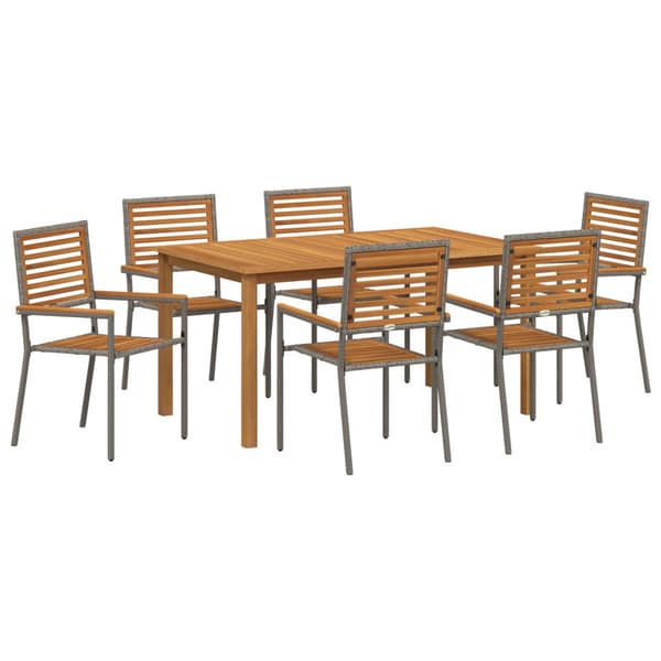 Trädgårdsmöbelset 7 pcs Grå Massivt Akaciaträ