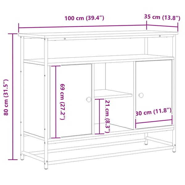 Sideboard Artisan Ek 100 x 35 x 80 cm Konstruerat trä