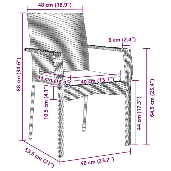 Trädgårdsmöbelset med kudde 7 pcs Grå konstrotting