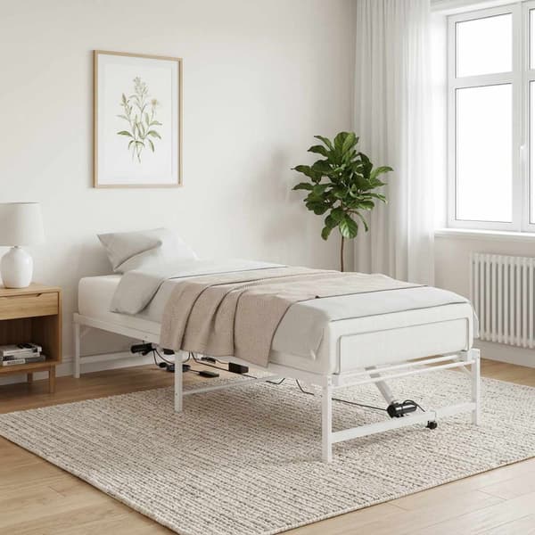 Elektrisk Justerbar Säng Ram Vit 100 x 190 cm Stål