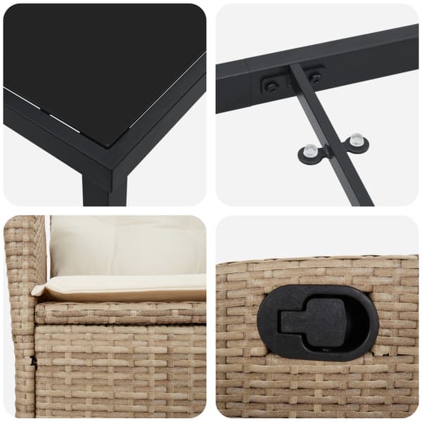 Trädgårdsmöbelset med kudde 5 pcs Beige konstrotting