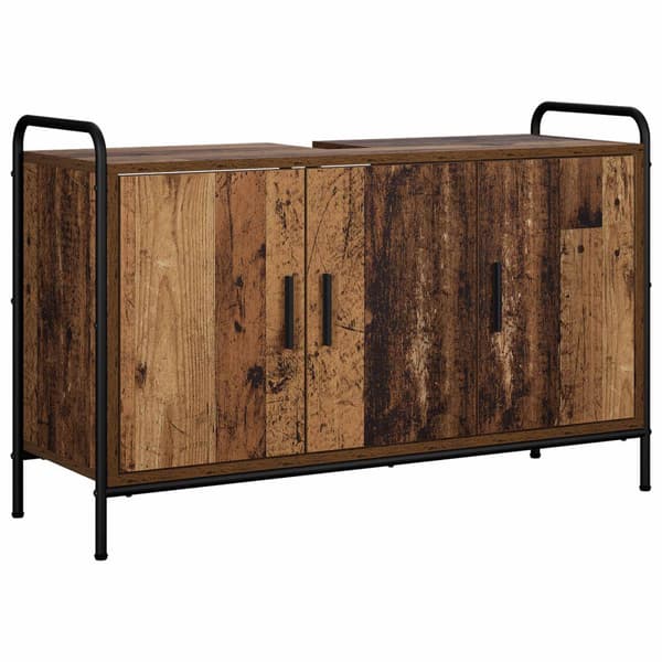 Badrumsskåpsset 2 st Gammalt trä 65,5 x 34 x 61 cm