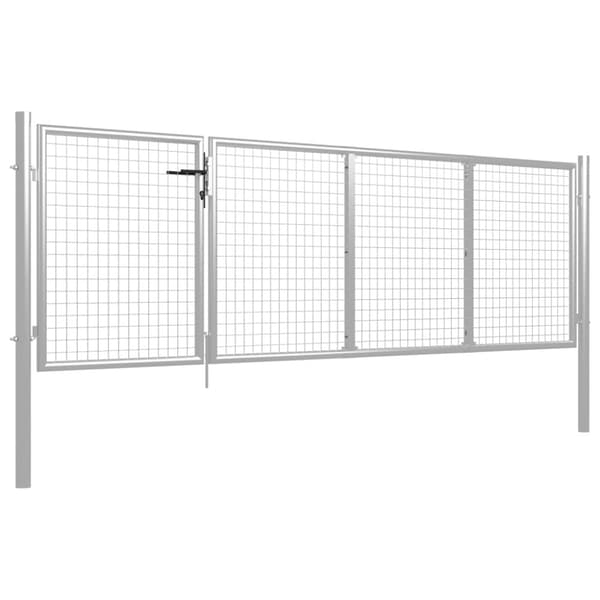 Trädgårdsgrind stål 350x100 cm silver