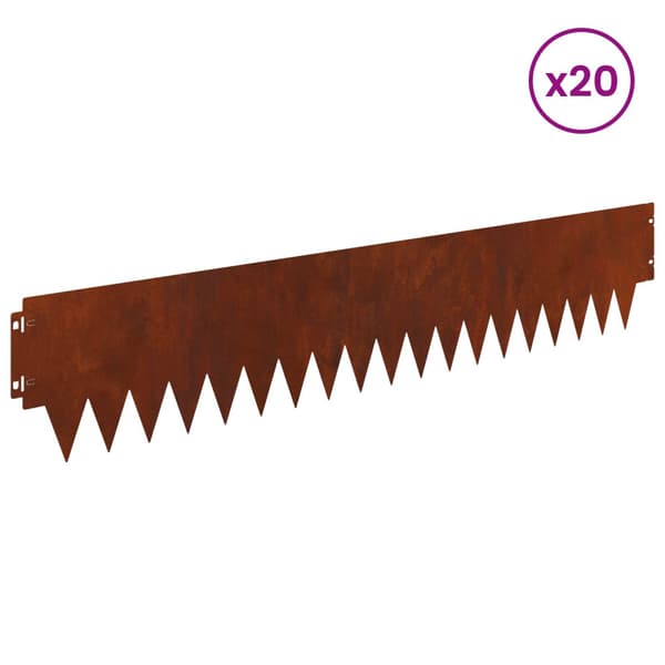 Kant för gräsmatta 20 pcs 103 x 20 cm metall Rostig