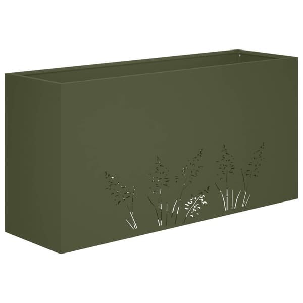 Trädgårdsplanterare 2 st Olivgrön 100 x 30 x 49 cm