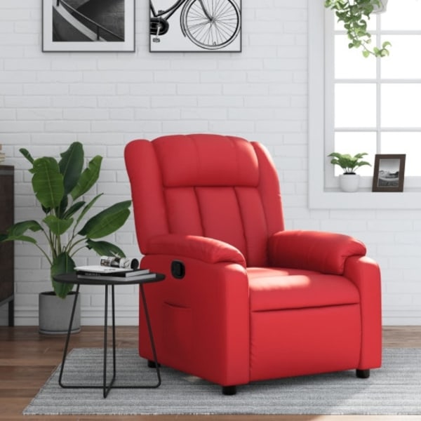 Reclinerfåtölj röd konstläder
