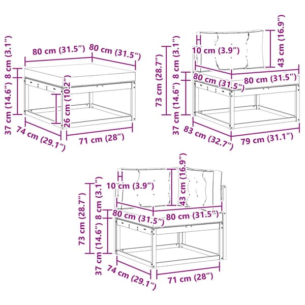 Utomhussoffset 8 pcs Vit och antracit