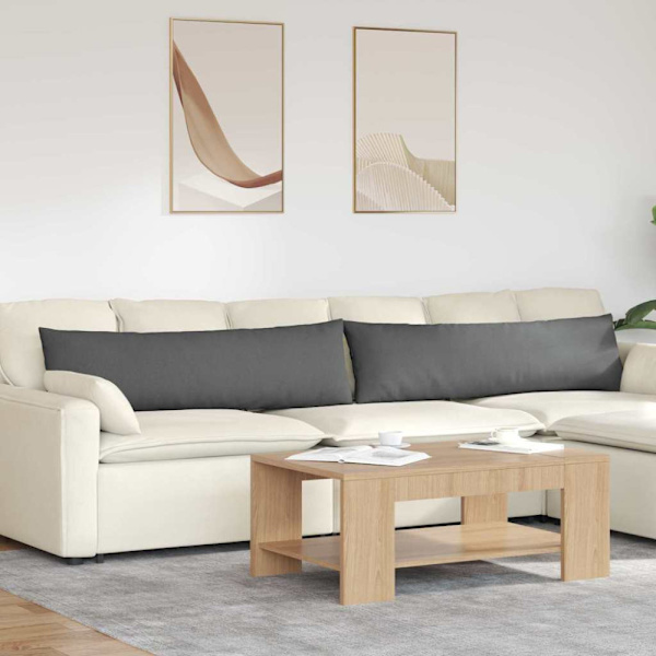 Sofakuddar 2 pcs Mörkgrå 145 x 40 cm tyg