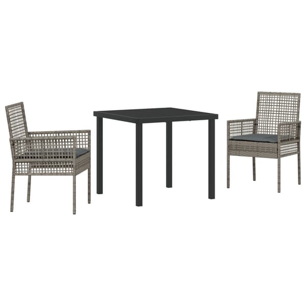 Trädgårdsmöbelset med kudde 3 pcs Grå konstrotting