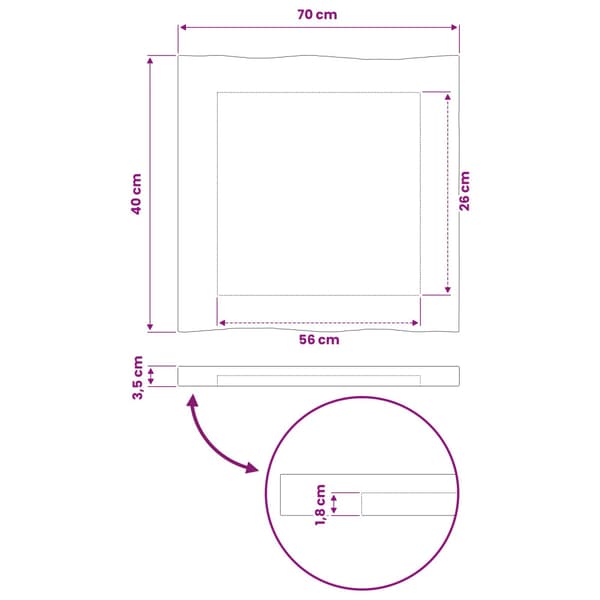 Rektangulärt Bordsskiva 90 x 50 x 3,5 cm Rektangulär Vit