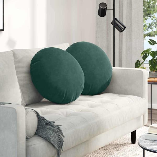 Sittkuddar 2 pcs Mörkgrön Ø50 x 19 cm Sammet