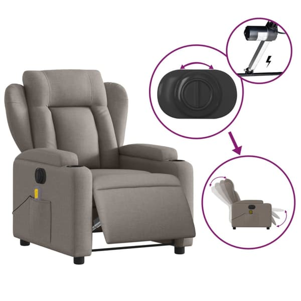Elektrisk massagefåtölj taupe tyg