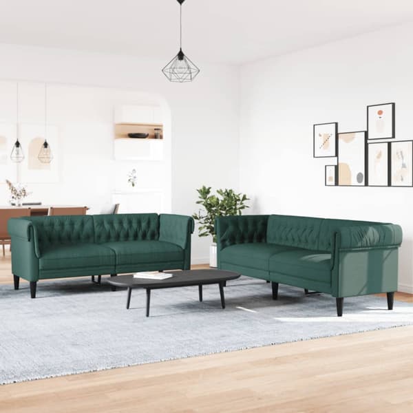 Soffgrupp 2 delar mörkgrön tyg