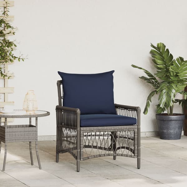 Trädgård Stol med kudde Grå 73 x 61 x 77 cm konstrotting