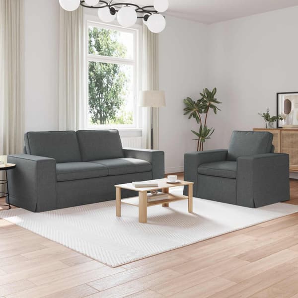 Soffset 2 pcs Mörkgrå 182 x 80 x 82 cm tyg