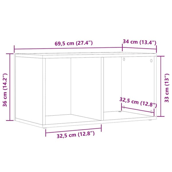 Förvaringslåda åldrat trä 69,5x34x36 cm konstruerat trä