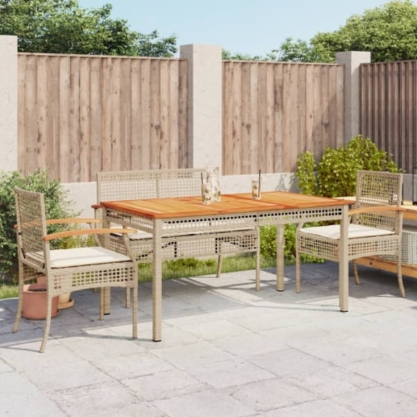 Matgrupp för trädgården med dynor 5 delar beige konstrotting