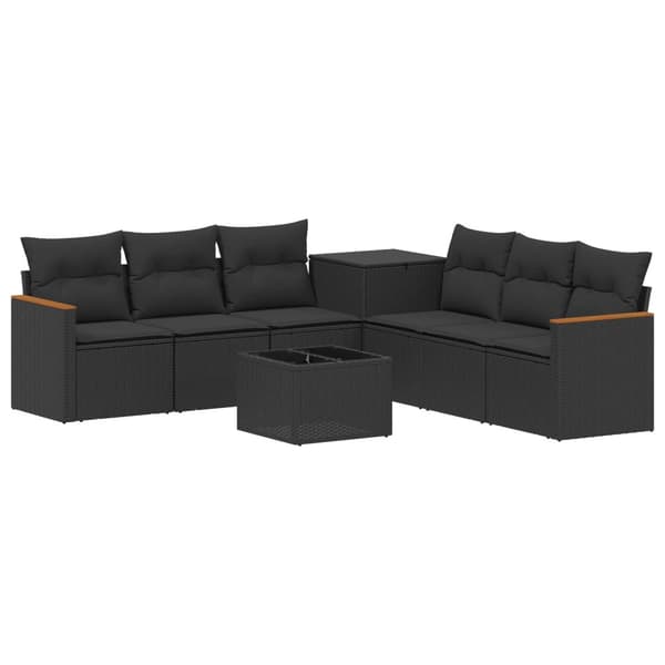Soffset 8 st Svart Poly Rattan och stål
