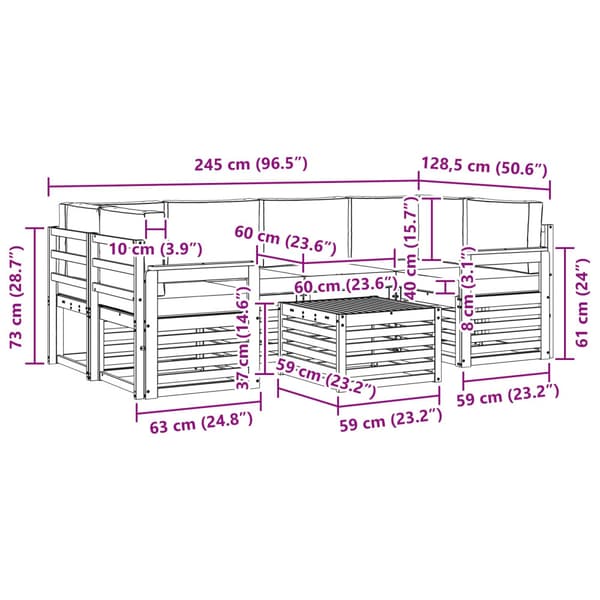 Utomhussoffset med kudde 7 pcs Vit och antracit Polyester