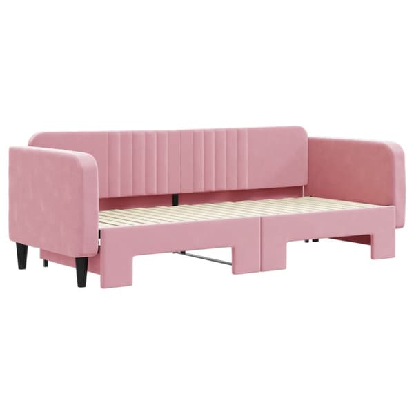 Dagbädd utdragbar rosa 80x200 cm sammet