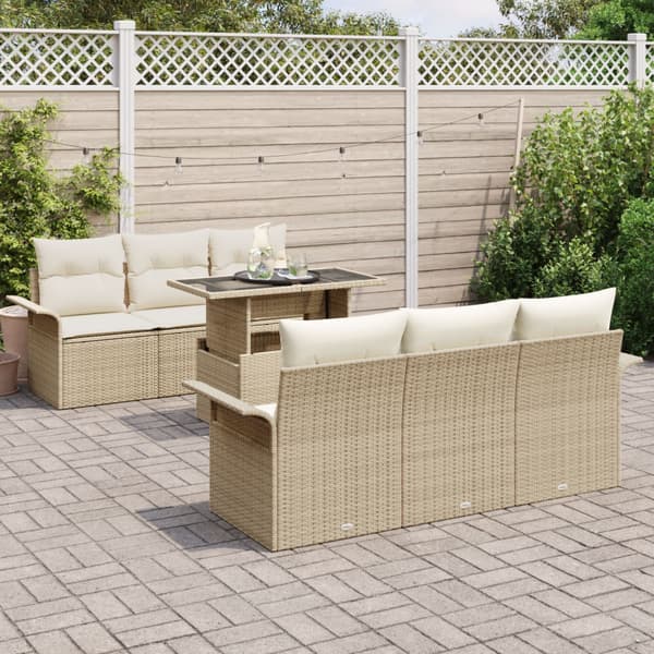 Trädgårdsoffset 7 st Beige konstrotting