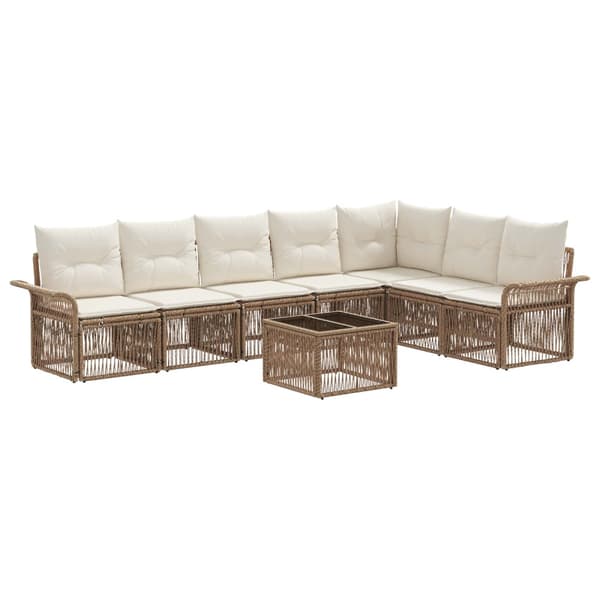 Trädgårdsoffset 8 pcs Beige konstrotting