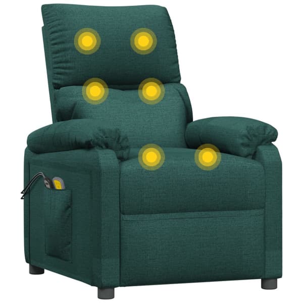 Massagefåtölj mörkgrön tyg