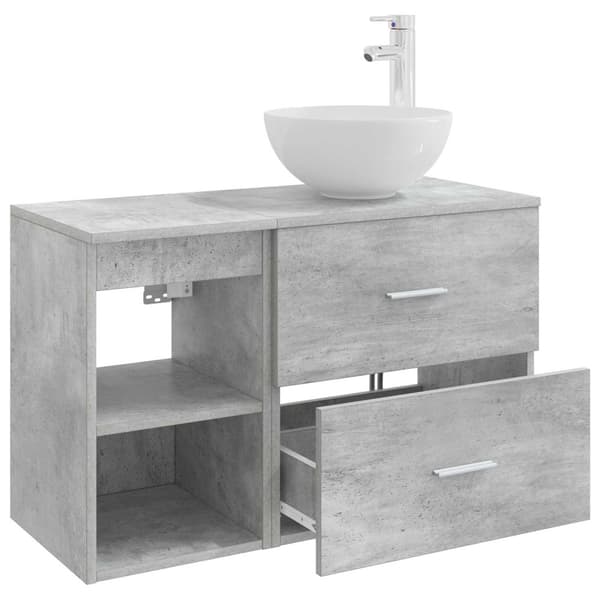 Badrumsmöbelset 2 pcs Betonggrå Konstruerat trä