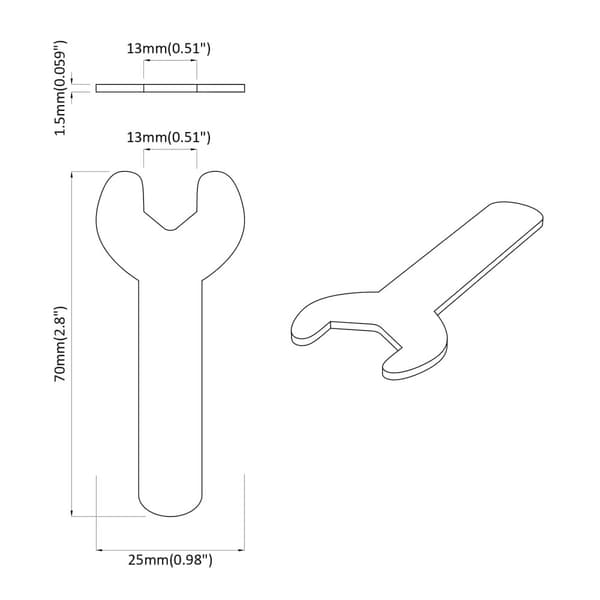 Blocknyckel 2 pcs Silver 13 mm Järn
