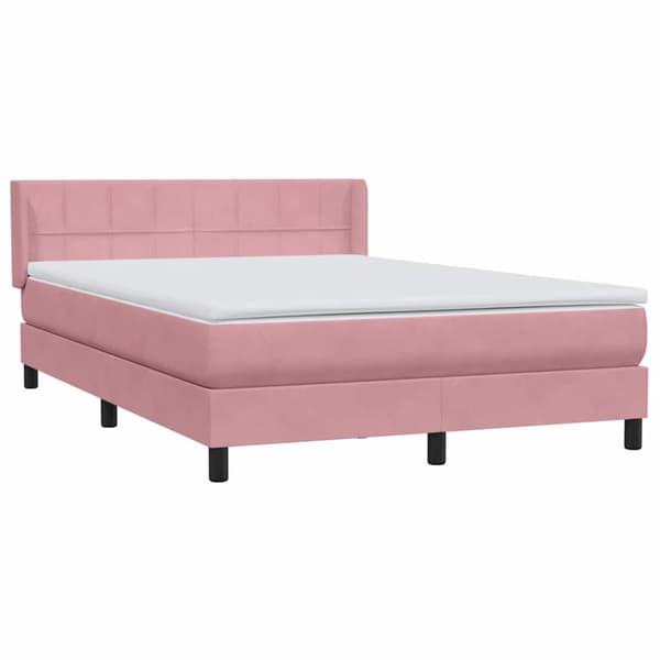Ramsäng med madrass rosa 160x220 cm sammet