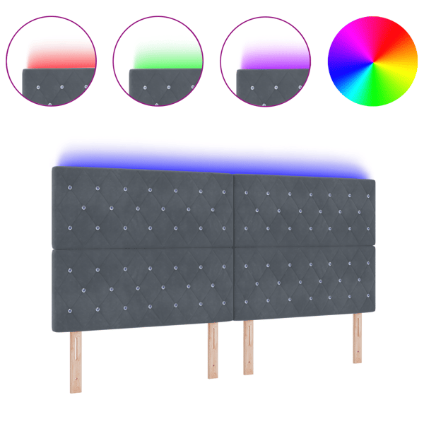 LED huvuddyna med LED-ljusslingor Mörkgrå 200 cm Sammet