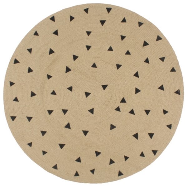 Handgjord jutematta med trianglar 90 cm