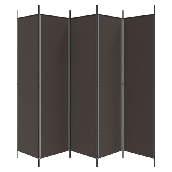 Rumsavdelare 5 paneler brun 250x200 cm tyg