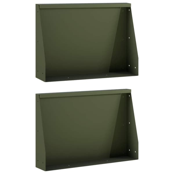 Stödvägg 2 st 60 x 12 x 30 cm Stål Olivgrön