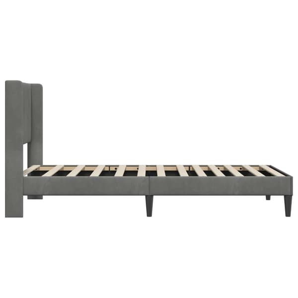 Sängram med huvudgavel Mörkgrå 90 x 190 cm Sammet