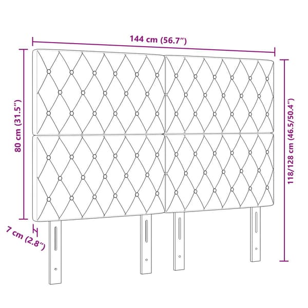 Huvudgavel Rosa 144 cm Sammet
