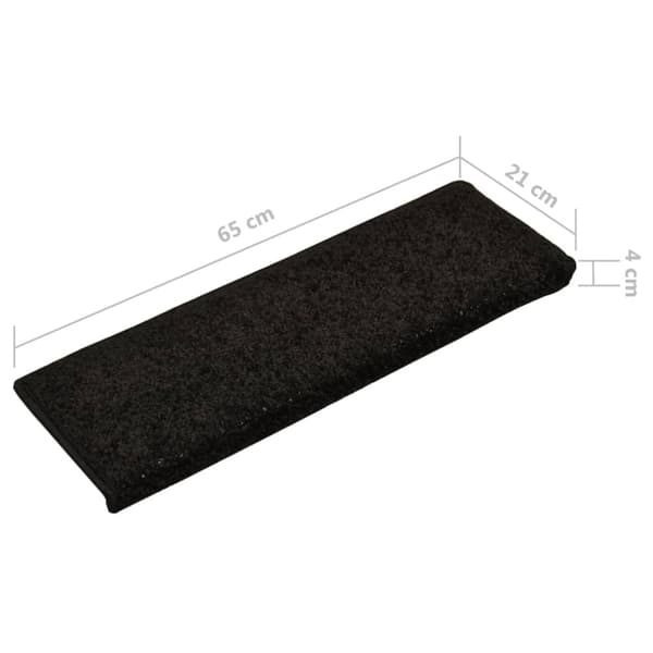 Trappmattor 15 st 65x21x4 cm svarta rektangulära kanter