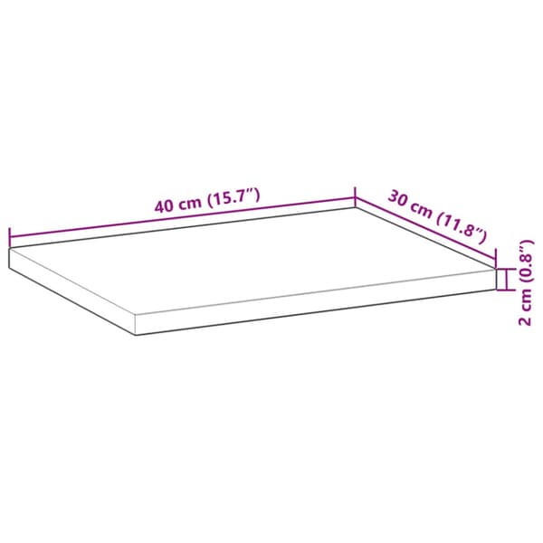 Bordsskiva 40x30x2 cm rektangulär massiv akacia