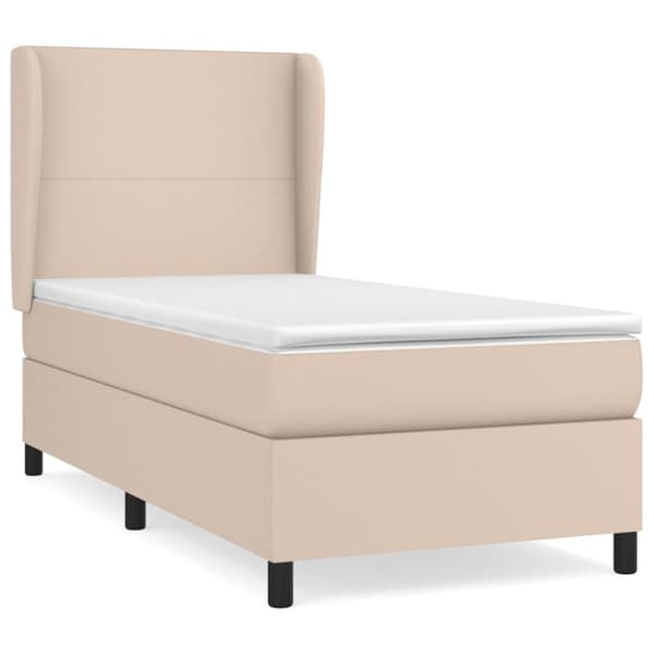 Ramsäng med bäddmadrass cappuccino 80x200 cm konstläder