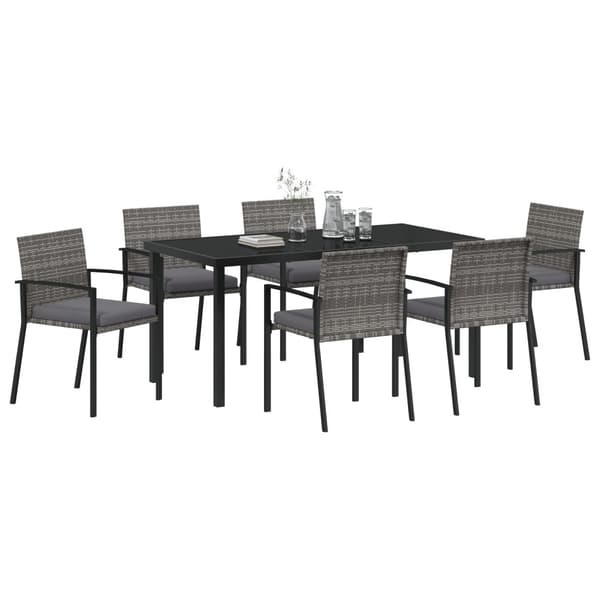 Trädgårdsmöbelset 7 pcs Grå Pulverlackerat stål