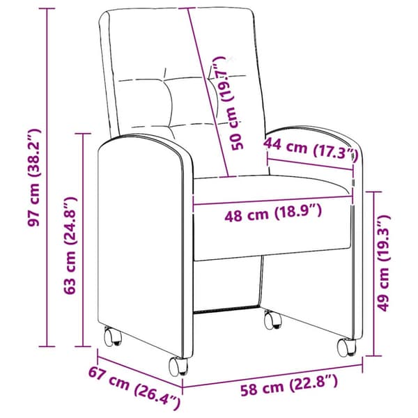 Matstolar med hjul 2 pcs Grå 58 x 67 x 97 cm Konstläder