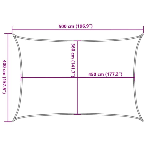 Solsegel 160 g/m² rektangulär ljusgrå 4x5 m HDPE