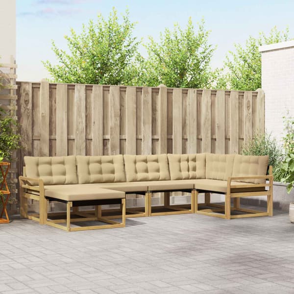 Utomhussoffset med kudde 6 pcs Vit och Beige
