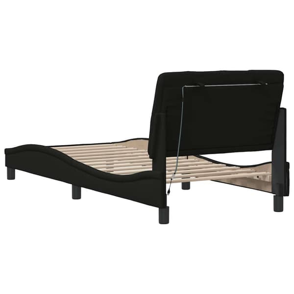 Bed Frame with LED without Mattress Black 80x200 cm Fabric