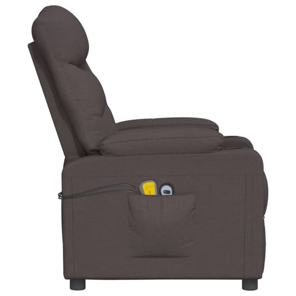 Elektrisk massagefåtölj mörkbrun tyg