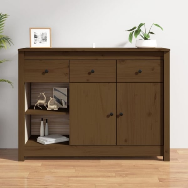 Skänk honungsbrun 100x35x74 cm massiv furu