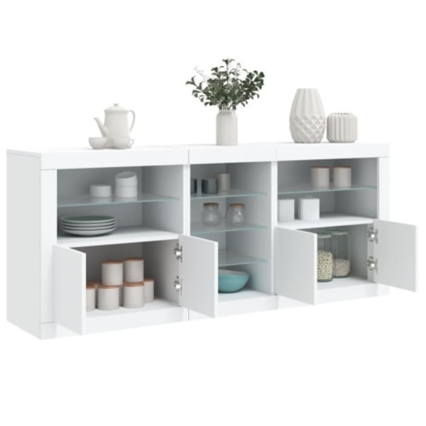 Skänk med LED-belysning vit 181,5x37x67 cm