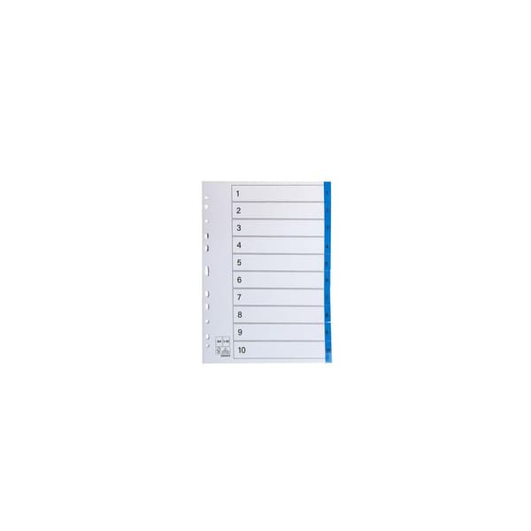 Register plastflik 1-10 blå 10/fp